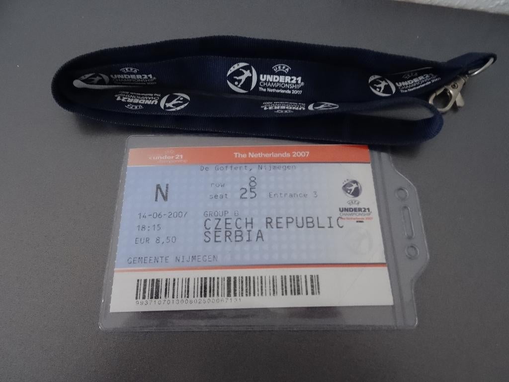Ticket UEFA under 21 2007 Tsjechie -Servie, Ophalen of Verzenden, Nieuw, Buitenlandse clubs, Overige typen