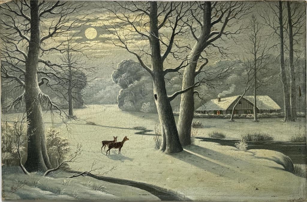262. Olieverfschilderij, A. Gullberg - winterlandschap, 1929, Ophalen of Verzenden