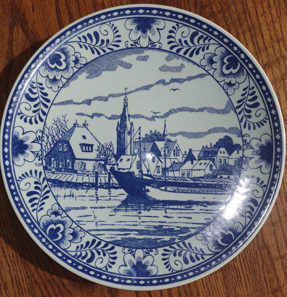 Delftsblauw Wandbord Chemkefa Handgeschilderd stad Terneuzen, Antiek en Kunst, Antiek | Wandborden en Tegels, Ophalen of Verzenden