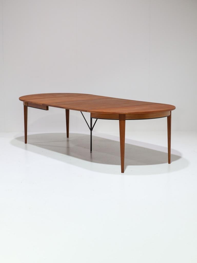 Uitschuifbare eettafel Omann Jun 55 teak vintage Deens, Huis en Inrichting, Tafels | Eettafels, Ophalen, 100 tot 150 cm, -, -
