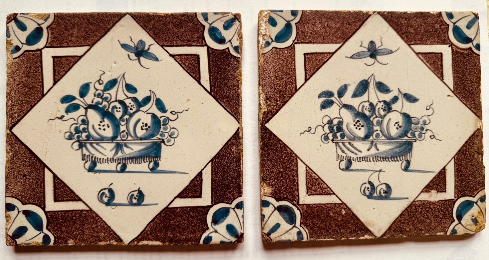 Set van 2 antieke tegels 18de eeuw, Ophalen of Verzenden