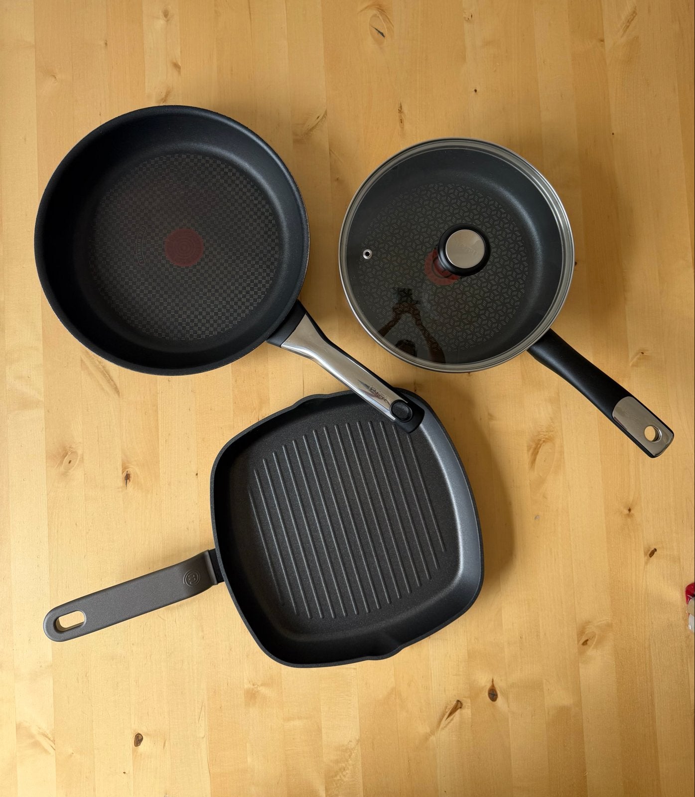 Pannen: Koekenpan, Hapjespan met deksel, Grillpan, Overige materialen, Gebruikt, Ophalen of Verzenden, Keramische plaat
