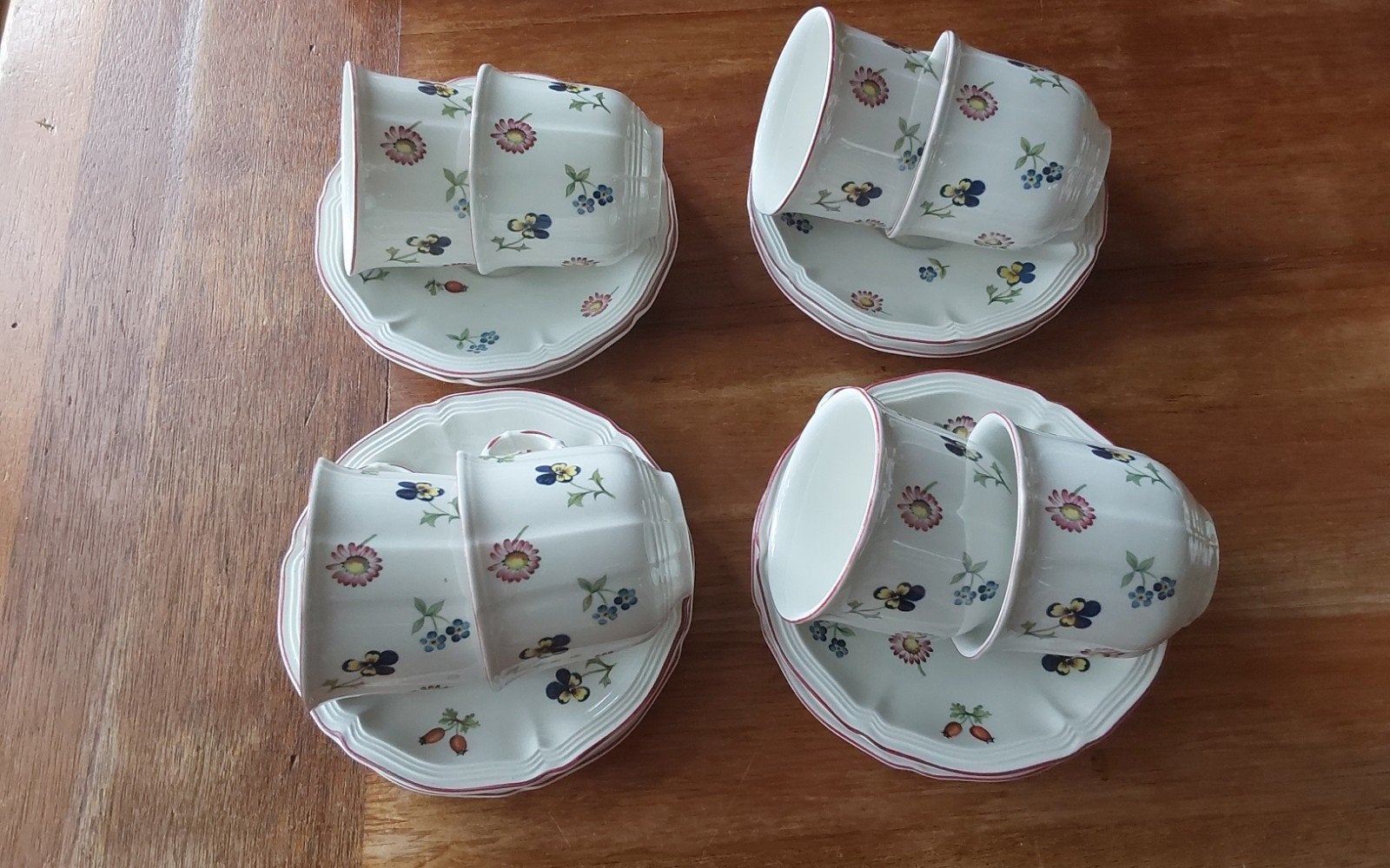 Villeroy & Boch Petite Fleur, 8 kop en schotels als nieuw, Klassiek, Villeroy & Boch, Ophalen of Verzenden, Zo goed als nieuw