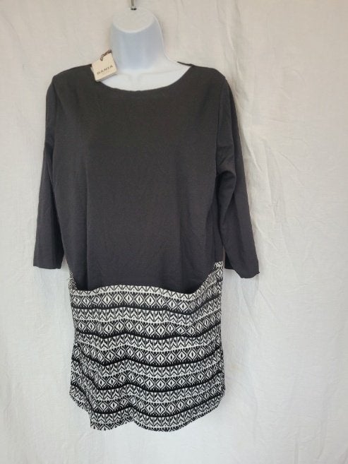 Grappige NIEUWE zwart-witte jurk mt M merk Dania, Maat 38/40 (M), ., Zwart, Nieuw