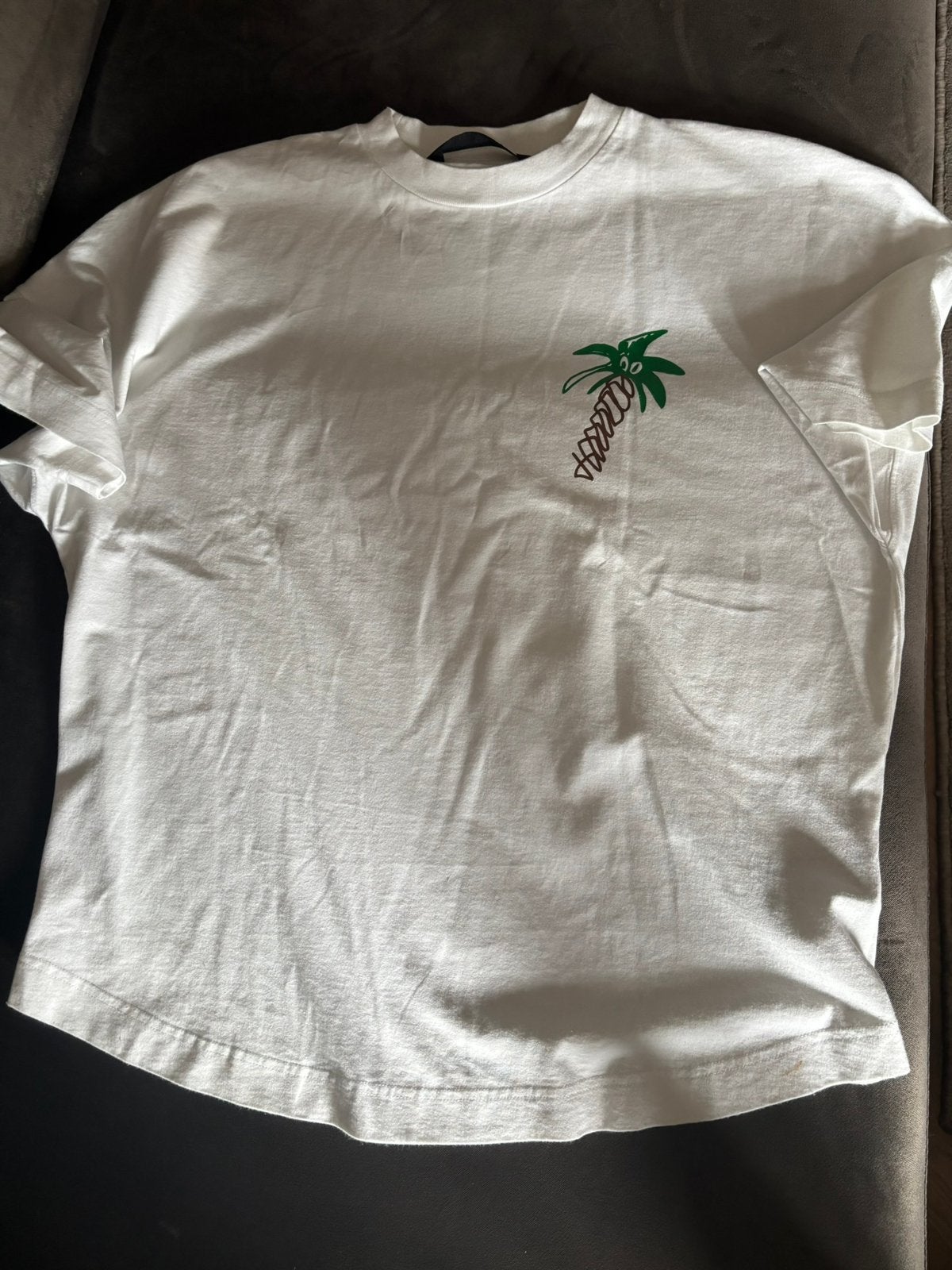 Palm Angels sketchy oversized tshirt wit maat Medium, Ophalen of Verzenden, Gedragen, Maat 48/50 (M), Wit