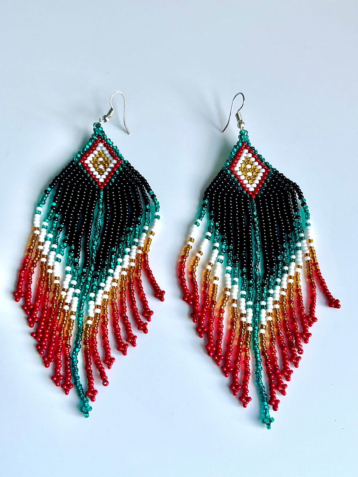 Spectaculaire, lange fringe oorbellen uit Ecuador NIEUW, Hangers, Overige kleuren, Nieuw, Ophalen of Verzenden