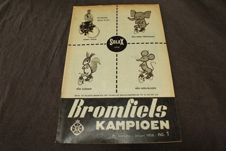 Blad Bromfiets Kampioen januari 1958 oa. Rap Zündapp Batavus, Ophalen of Verzenden, Gebruikt