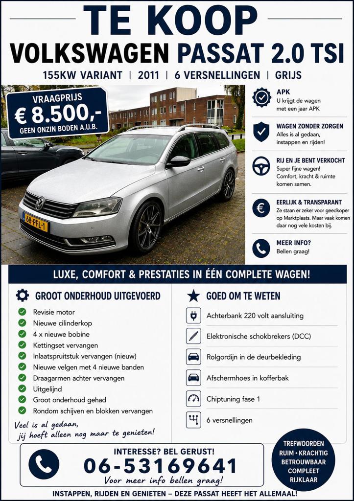 Volkswagen Passat 2.0 TSI 155KW Variant 2011 Grijs, Voorwielaandrijving, 1459 kg, 4 cilinders, 1984 cc