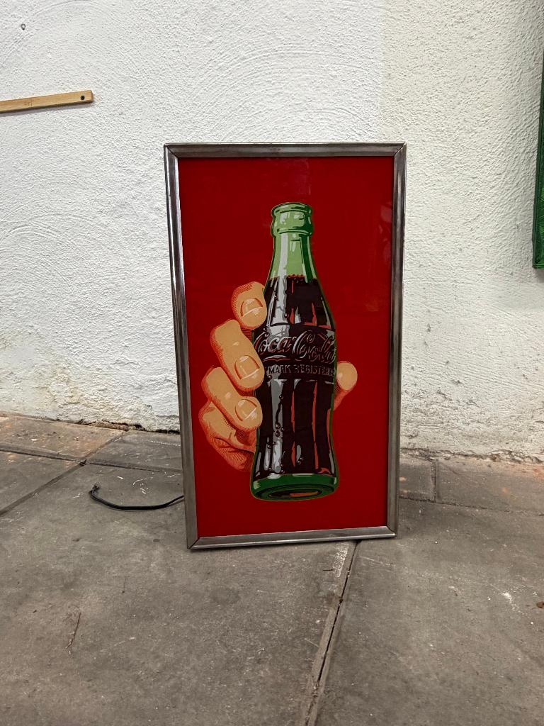 Retro Coca-Cola Verlichte Reclame – Wandmodel, Verzamelen, Ophalen, Gebruikt, Reclamebord