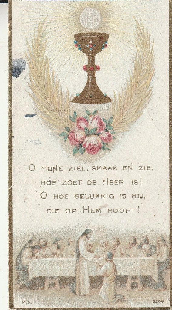 Communiekaart Theodora Hurks 1945 Parochiekerk St. Lambertus, Ophalen of Verzenden, Gebruikt, Kaart of Prent, Christendom | Katholiek