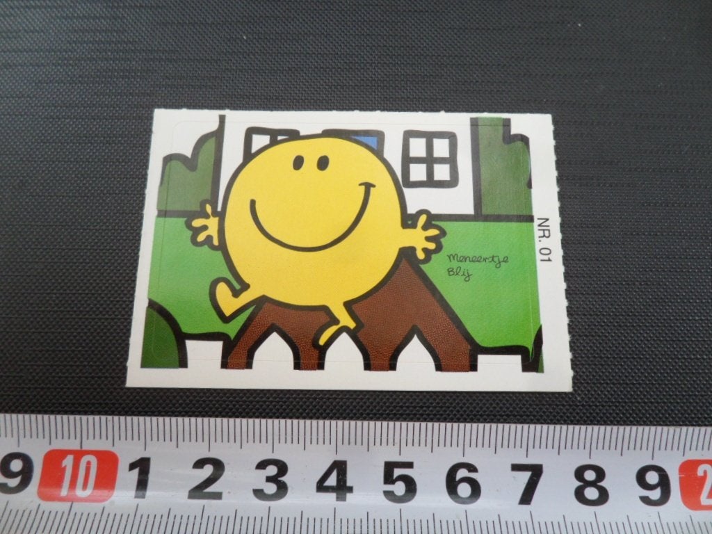 sticker emté strip roger hargreaves #01 meneertje blij *, Ophalen of Verzenden, Zo goed als nieuw