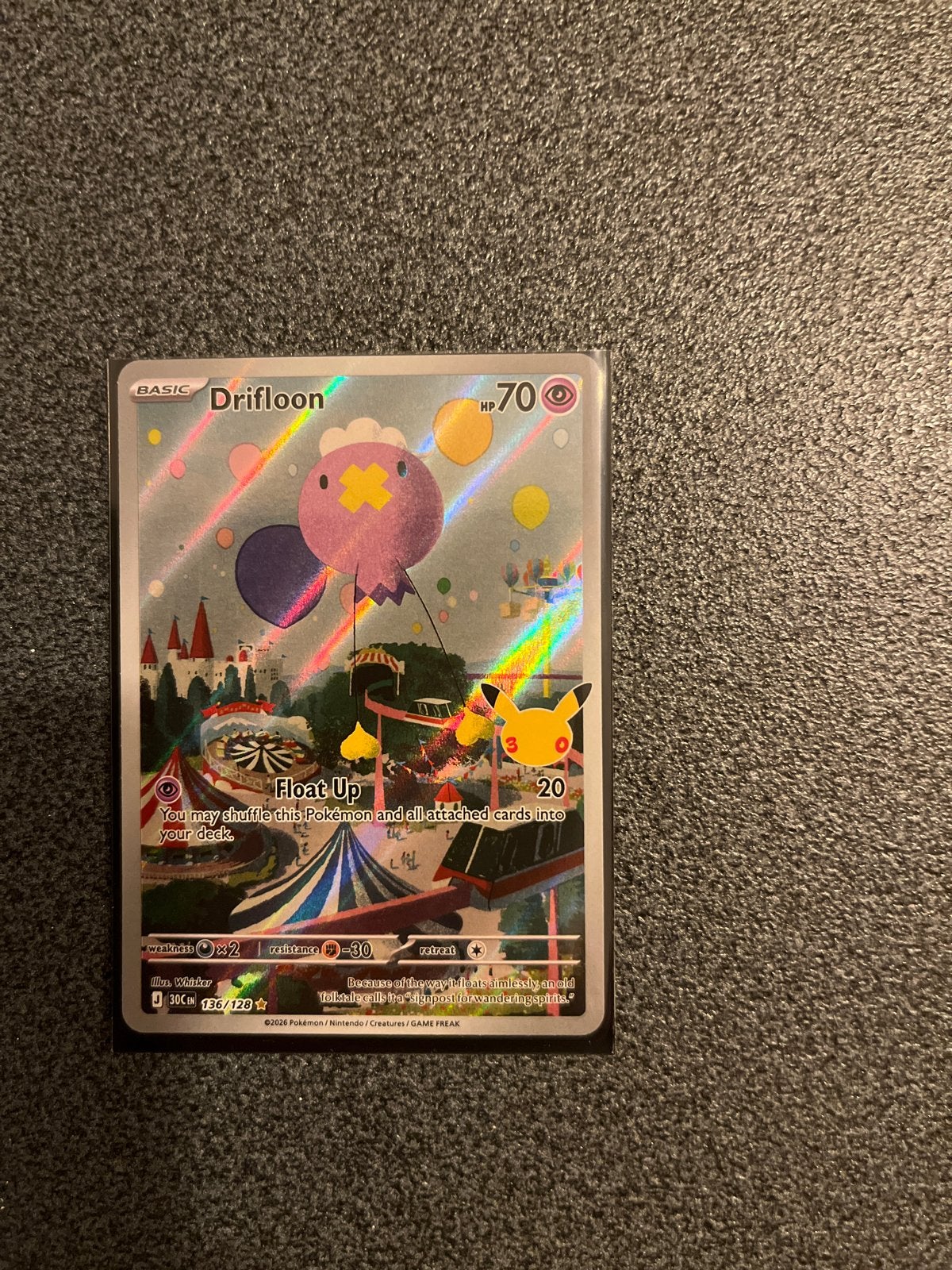 Pokémon Kaart Drifloon 136/128 Celebrations Foil, Ophalen of Verzenden, Nieuw, Sleeves of Kaarthoesjes, Foil