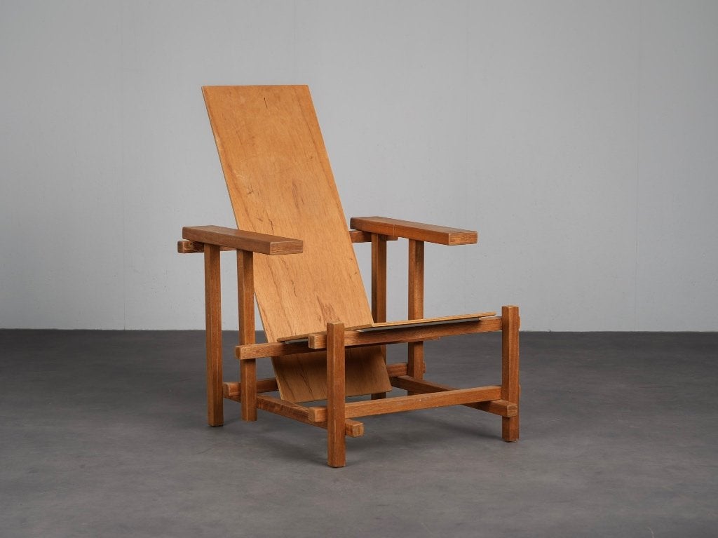 Rietveld Stijl Lounge Fauteuil, Nederland, Jaren 80, Ophalen, Gebruikt, 75 tot 100 cm, 50 tot 75 cm