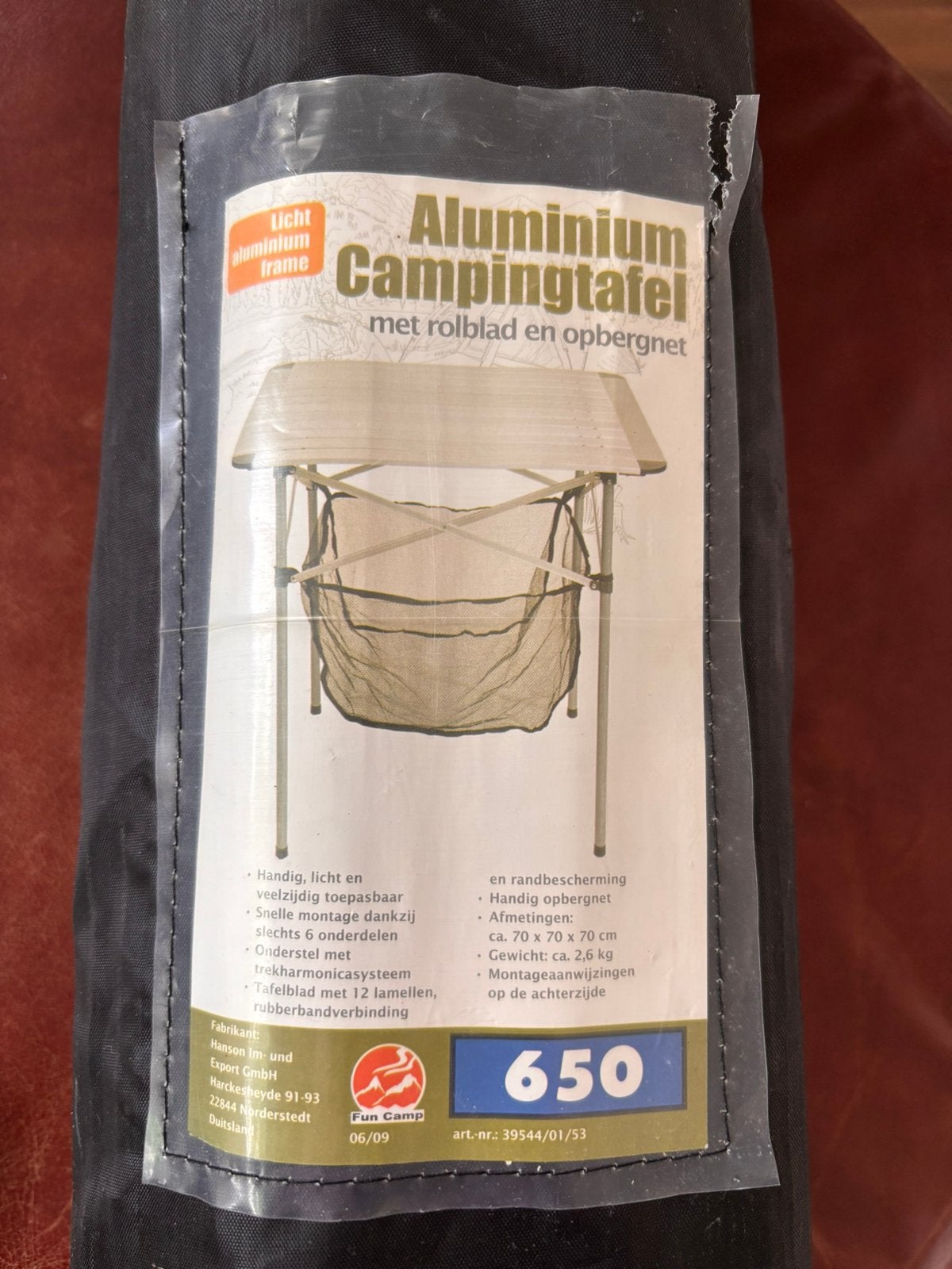 Aluminium Campingtafel met rolblad en opbergnet - Nieuw, Ophalen, Nieuw, Campingtafel