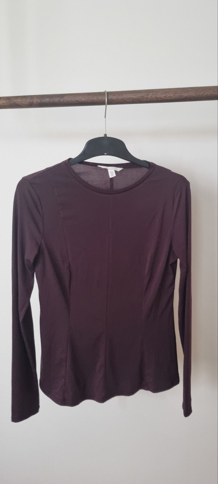 H&M Donkerpaarse Top met Lange Mouwen - Maat M, Maat 38/40 (M), H&M, Paars, Ophalen of Verzenden
