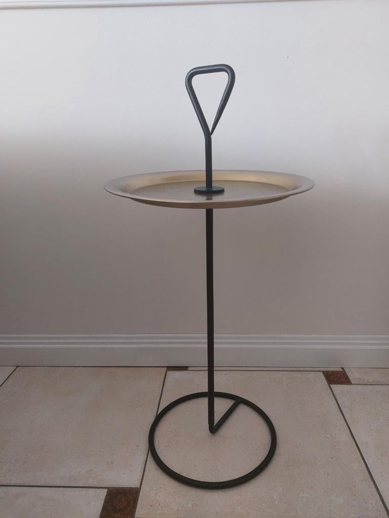 Zara Home draagbare bijzettafel met handvat, Metaal of Aluminium, Rond, Ophalen of Verzenden, Zo goed als nieuw