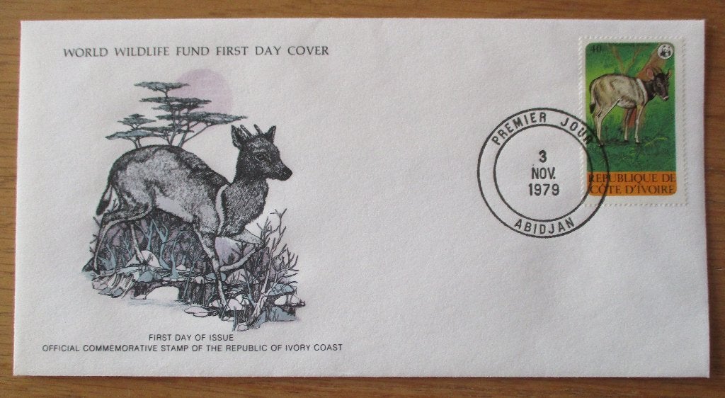 Ivoorkust, WWF FDC Jentink-duiker, Verzenden, Gestempeld, Dier of Natuur