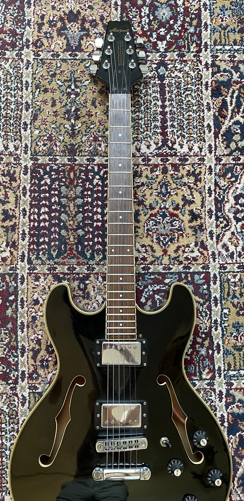 Aria Pro II TA-40 Semi-Hollow Body Elektrische Gitaar Zwart, Muziek en Instrumenten, Ophalen, Gebruikt, Semi-solid body, Overige merken