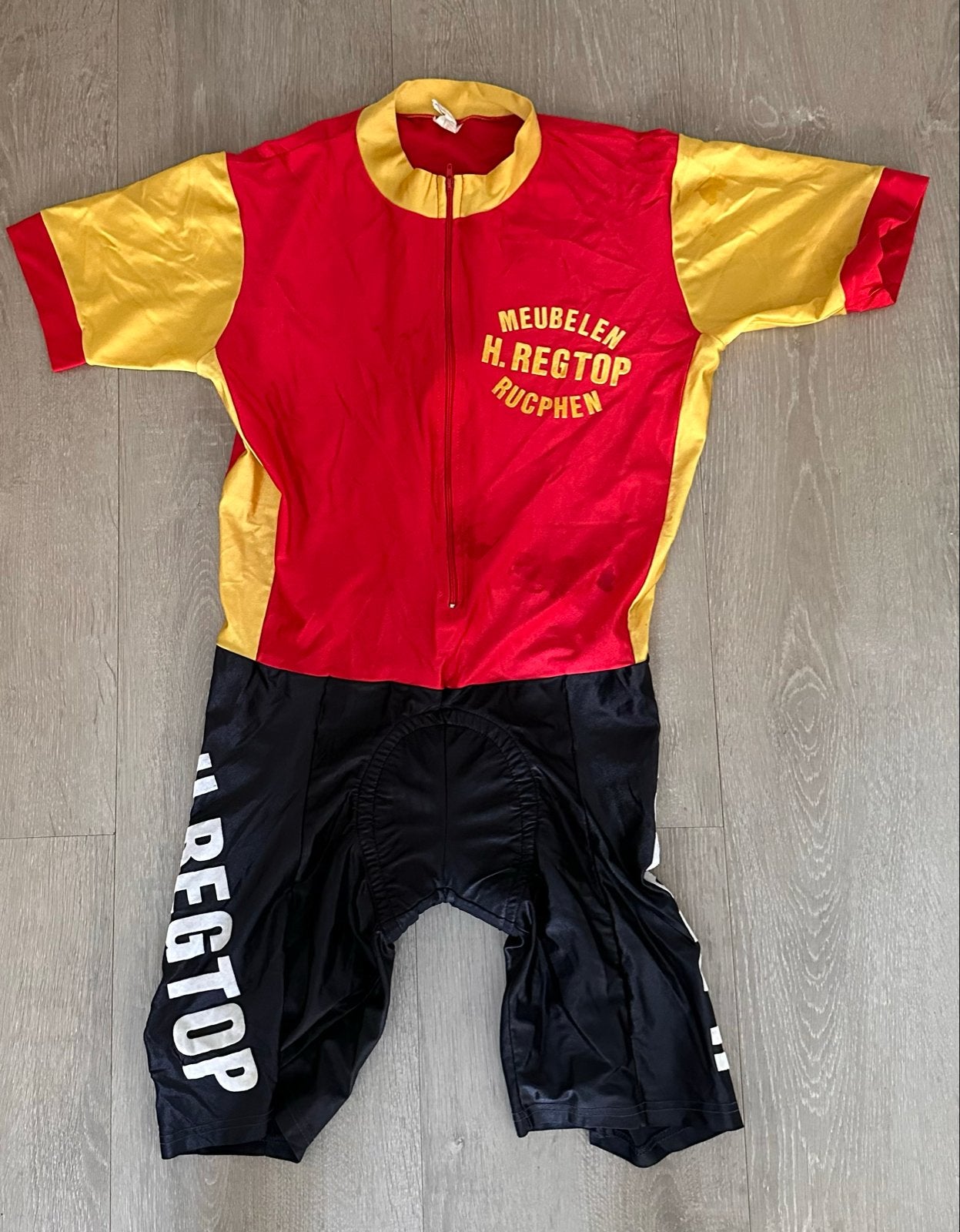Vintage Wielrenners Tenue Jaren '70/'80 - Meubelen H. Regtop, Sport en Fitness, Ophalen of Verzenden, Gebruikt, Kleding