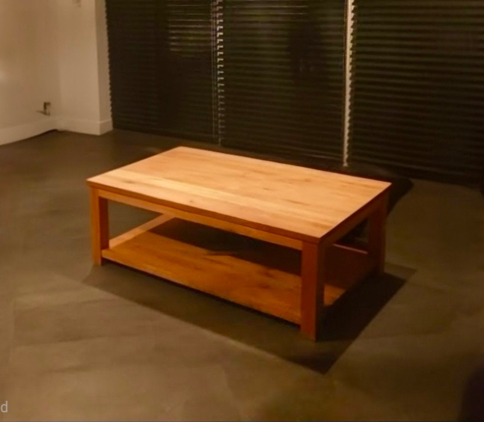 Robuuste teak  houten salontafel met opbergplank, 100 tot 150 cm, Teakhout, Gebruikt, Modern, Robuust