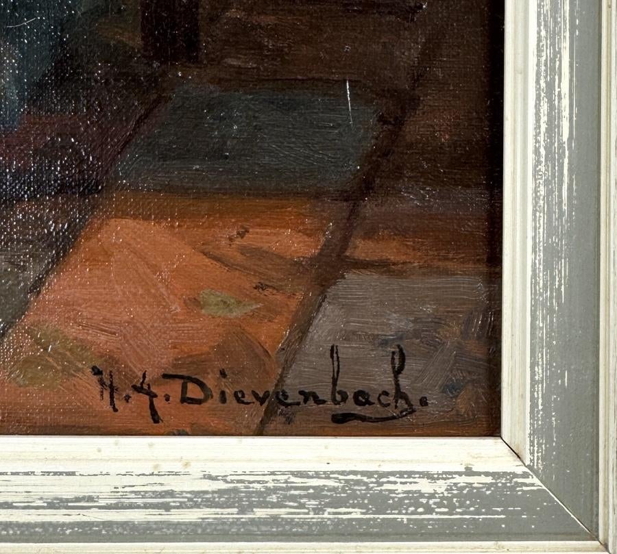 1064. Olieverfschilderij, H. Dievenbach - 20e eeuw, Ophalen of Verzenden