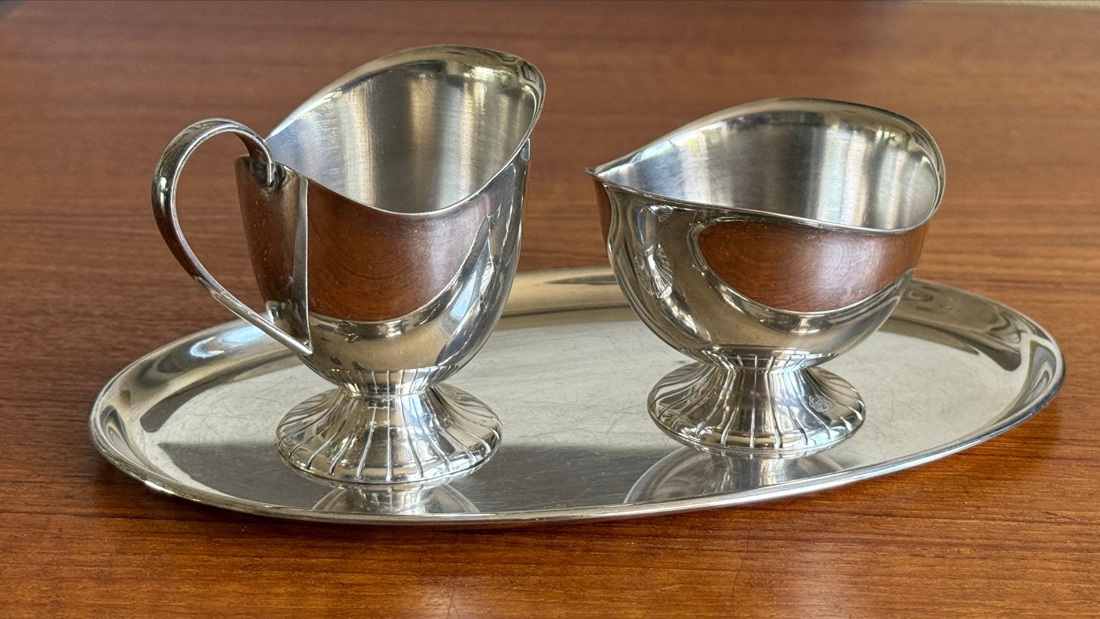 Douwe Egberts roomstel zwaar verzilverd jaren 60-70, Antiek en Kunst, Ophalen of Verzenden, Zilver