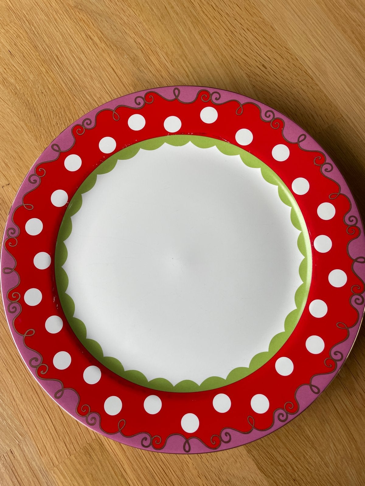 Oilily platte schaal 26,5 cm - Gebruikt, Gebruikt, Keramiek, Ophalen of Verzenden, Schaal of Schalen