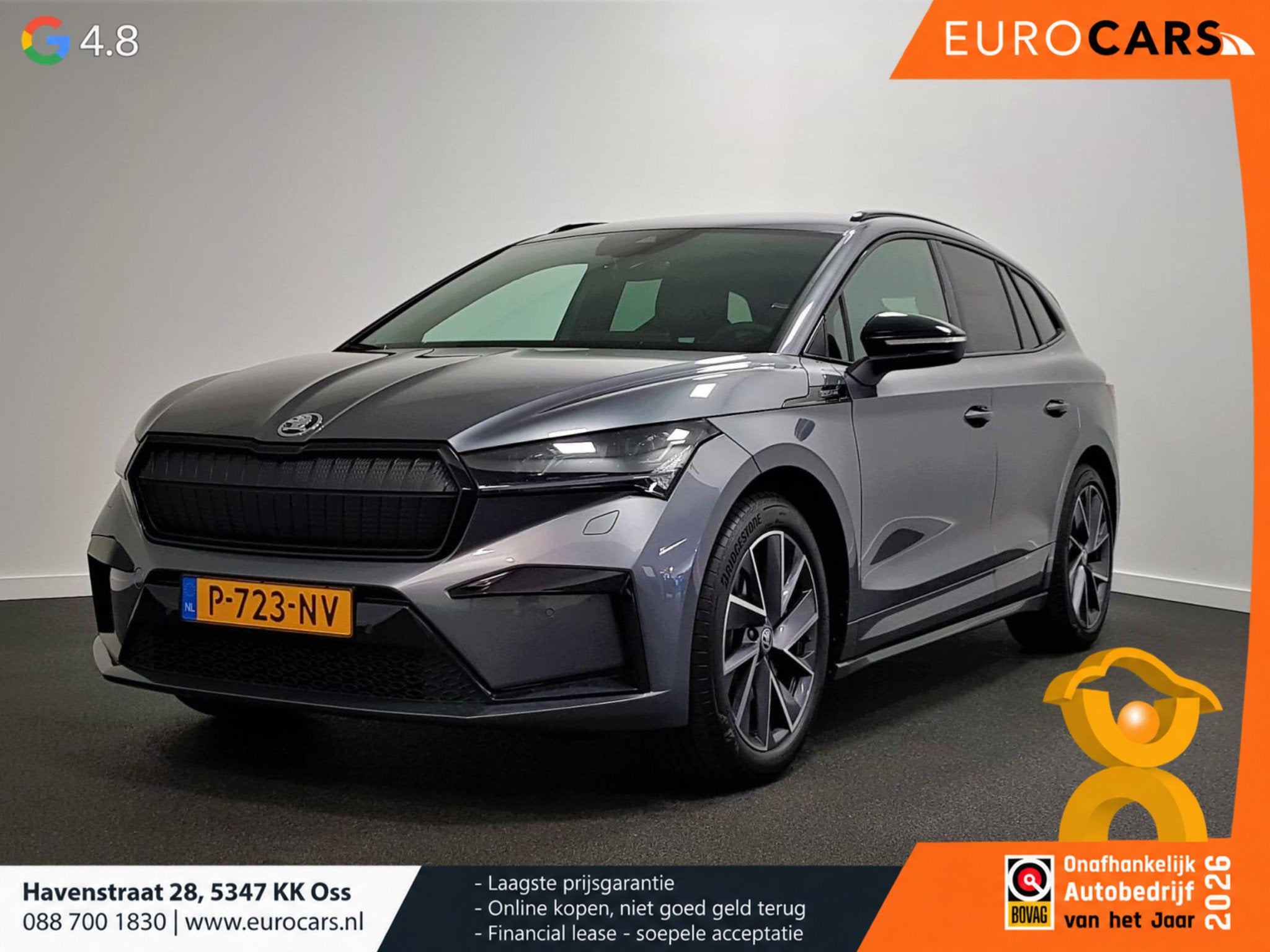 Skoda Enyaq iV 80 Sportline DEMO ! Navigatie Climate pack As, Auto's, Automaat, Achterwielaandrijving, Gebruikt, Zwart