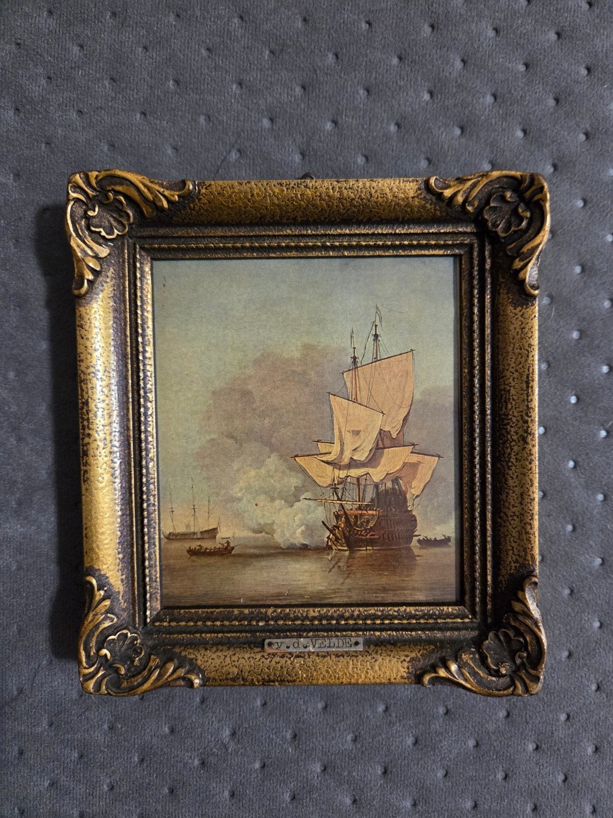 Het kanonschot – Willem van de Velde maritiem, Ophalen of Verzenden, Olieverf, Klassiek, Ingelijst