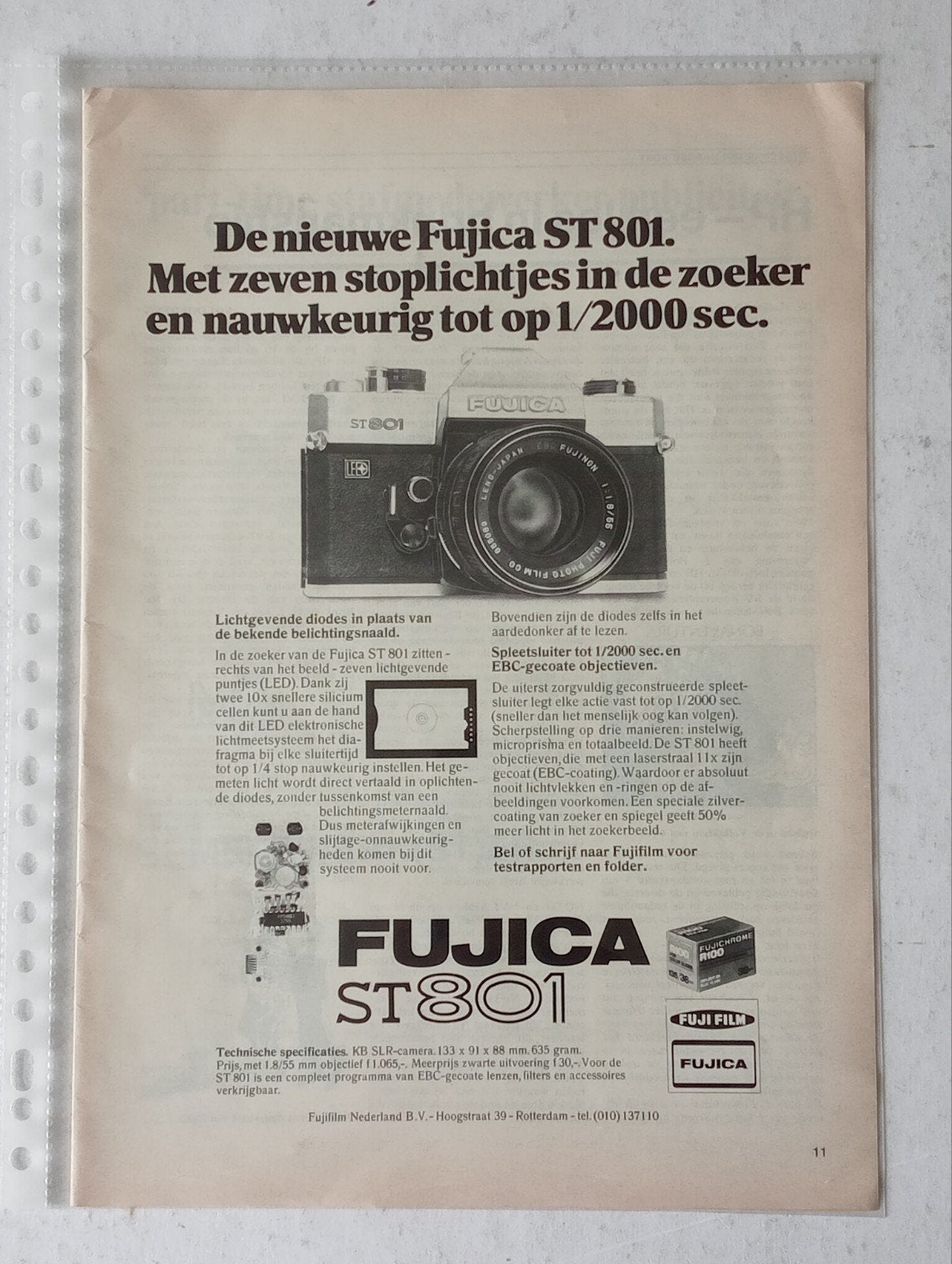 Originele advertentie Fujica ST801 camera - begin jaren '70, Ophalen of Verzenden, Knipsel(s)