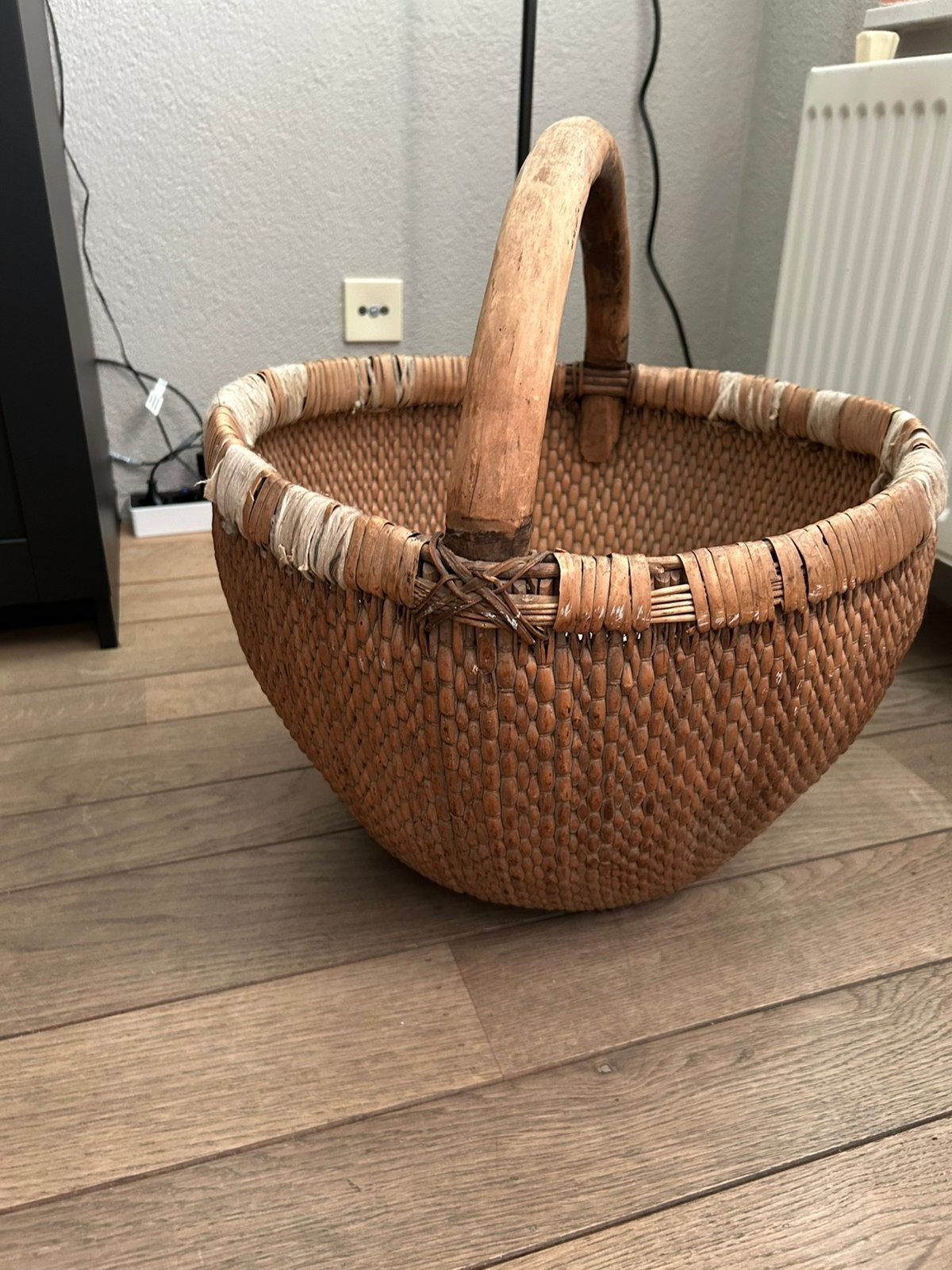 Grote vissersmand landelijk , sober, stoer interieur, Huis en Inrichting, Ophalen of Verzenden, Zo goed als nieuw, Rond, Hout