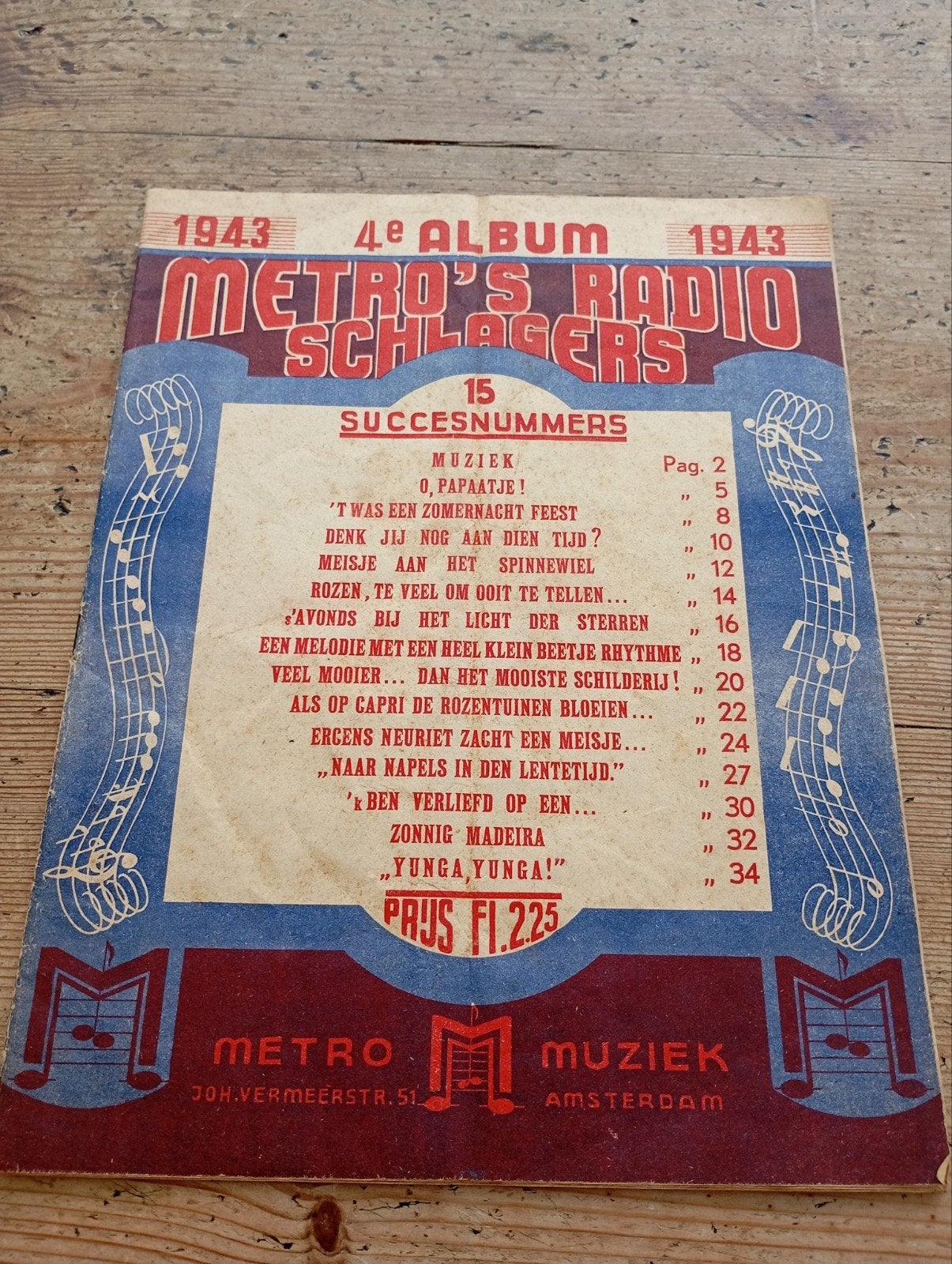 Poster muziek 1943 Metro Radio Schlagers, Ophalen of Verzenden