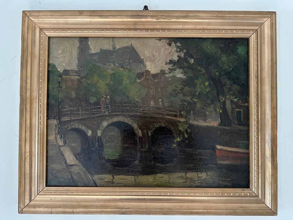 Antiek Amsterdams olieverfschilderij, Antiek en Kunst, Kunst | Schilderijen | Klassiek, Ophalen of Verzenden