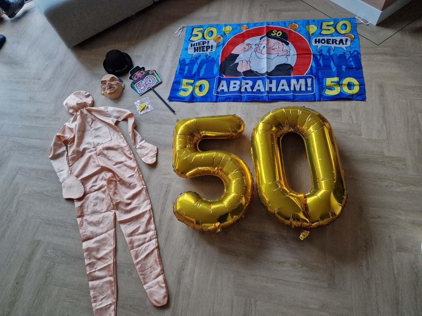 Abraham 50 jaar feestpakket: versiering, Ophalen of Verzenden, Zo goed als nieuw, Feestartikel, Abraham of Sarah