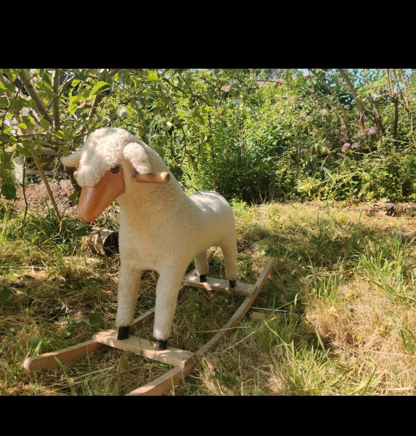 antroposofisch hobbelpaard schaap hout wol vintage, Ophalen