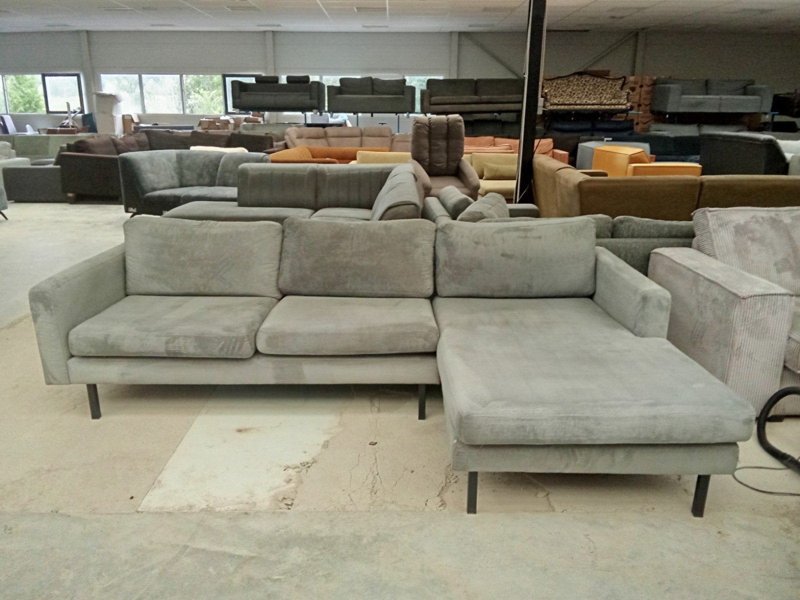 Ribstof hoekbank 260x160cm - gereinigd- nu €250,-, ., 125 cm of meer, Ophalen of Verzenden, Zo goed als nieuw