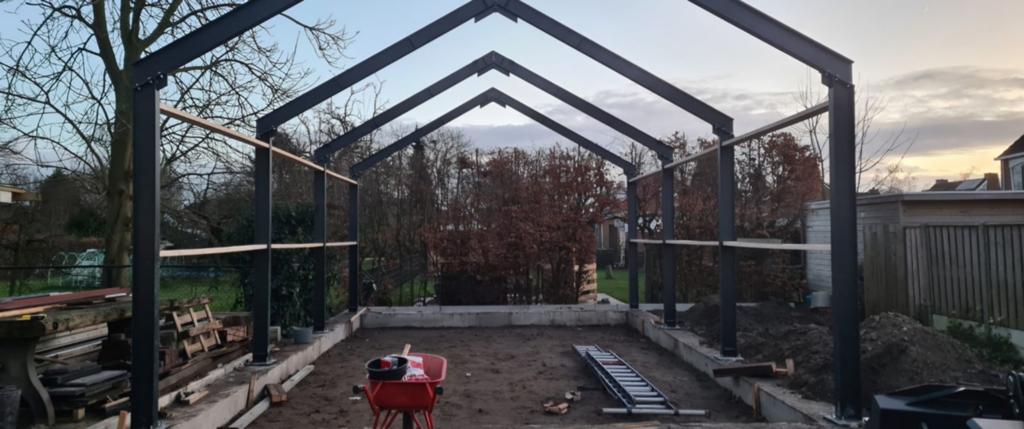 Spanten 5m breed Nieuw in Ipe 180. Loods Schuur Garage Stal, Ophalen, Nieuw