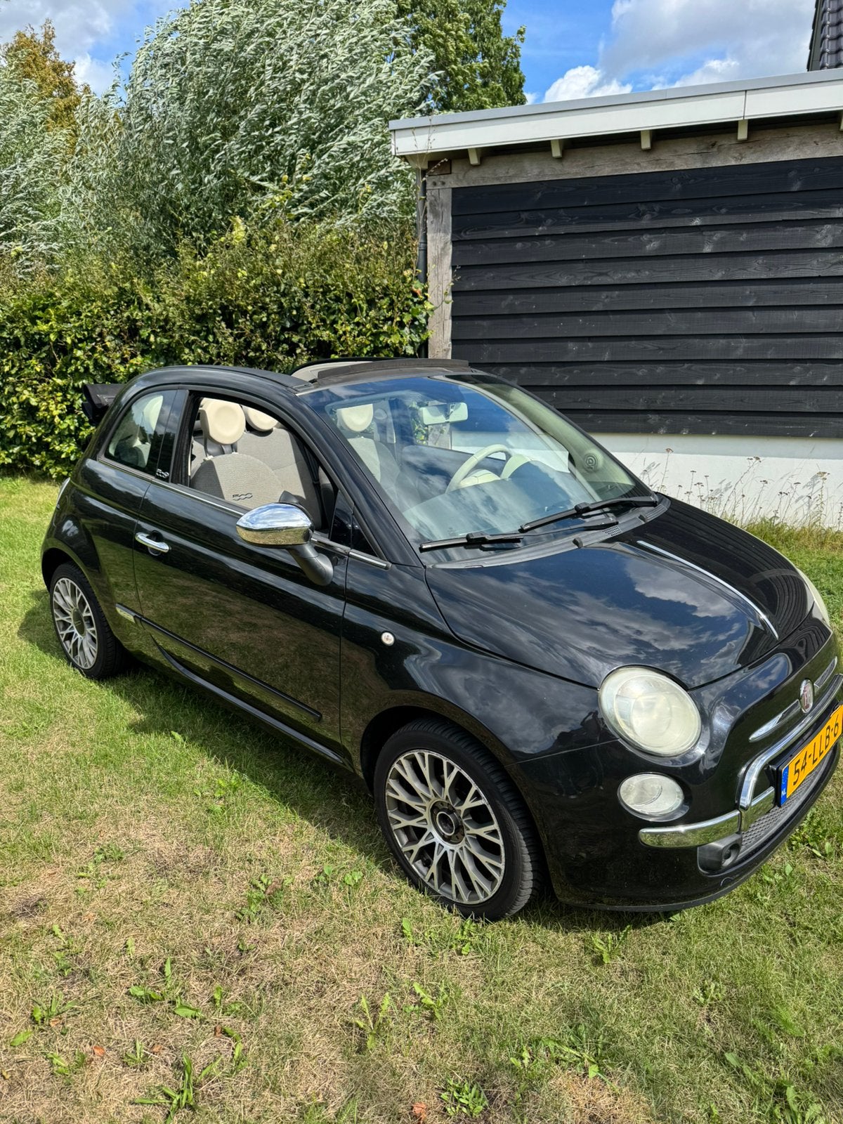 Fiat 500 cabrio 1.2 automaat Zwart 2010, Auto's, Fiat, 1242 cc, 4 cilinders, Zwart, Origineel Nederlands