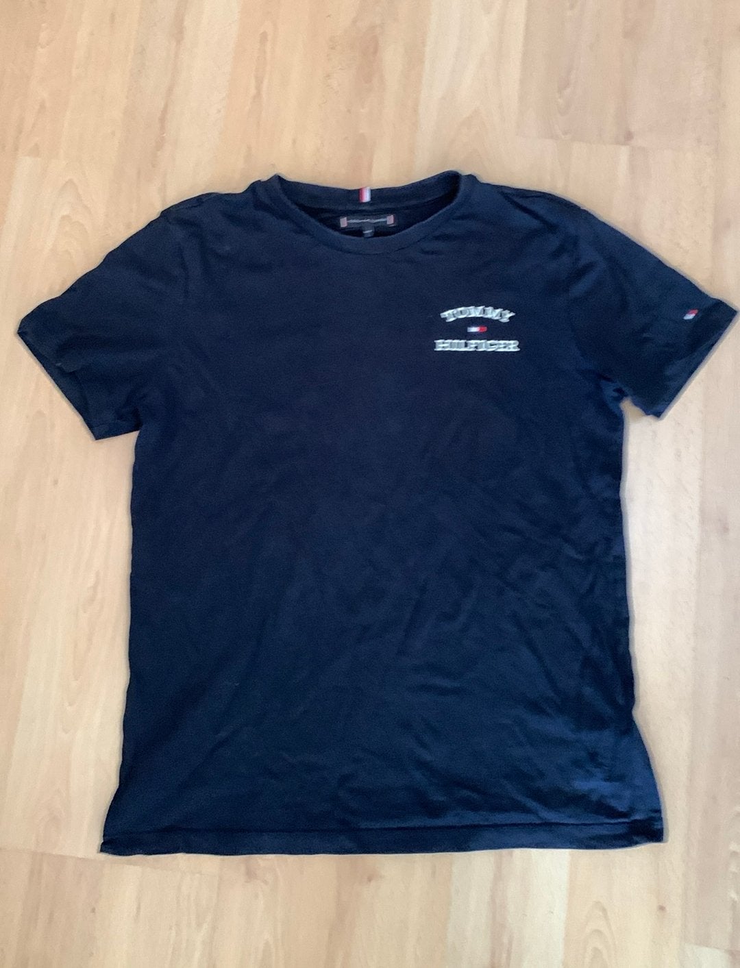 Blauw Tommy Hilfiger t-shirt maat 164, Ophalen of Verzenden, Gebruikt, Jongen of Meisje, Shirt of Longsleeve