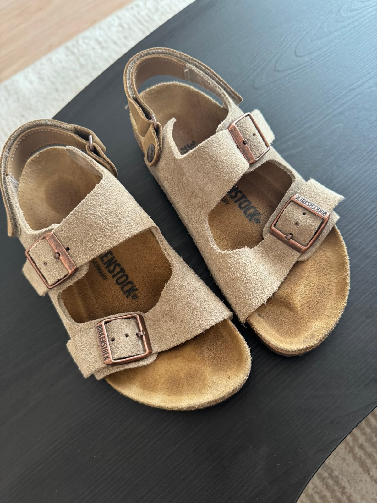 Birkenstock Taupe Platte Sandalen Milano, Ophalen, Zo goed als nieuw, Jongen, Overige typen