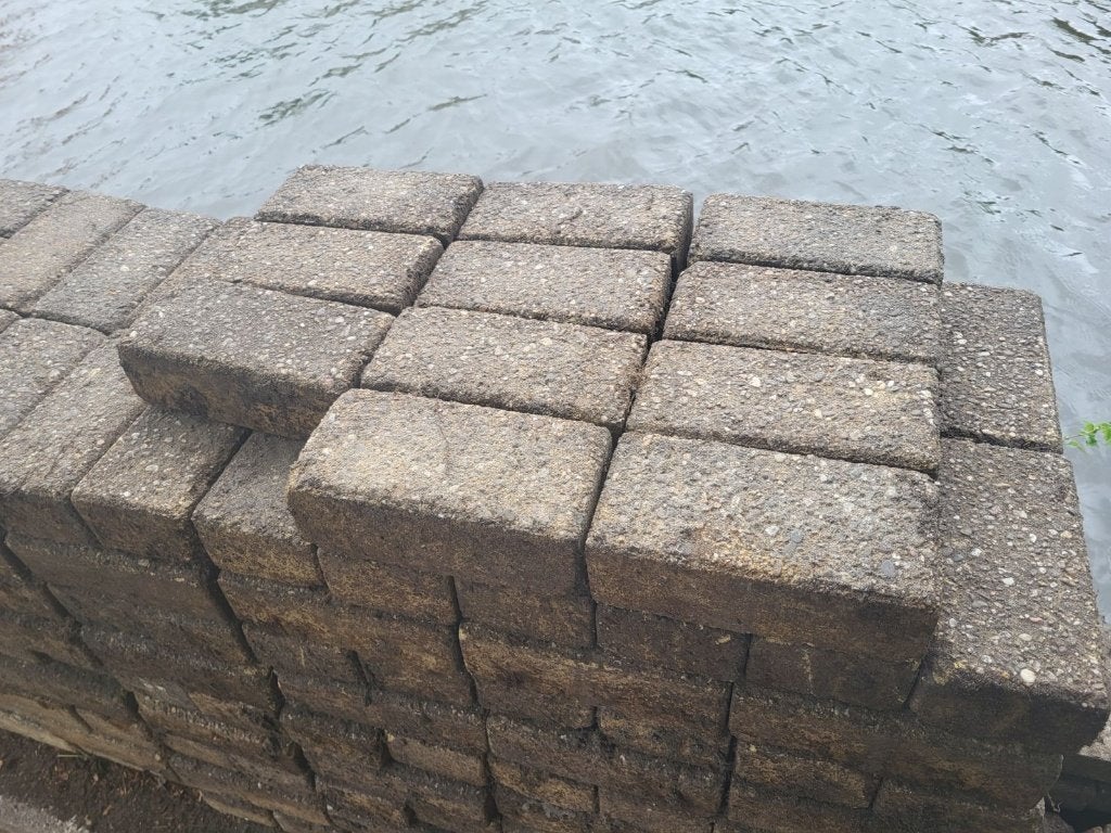 Betonklinkers 18m², Tuin en Terras, Tegels en Klinkers, Ophalen, Gebruikt, Klinkers, 10 m² of meer
