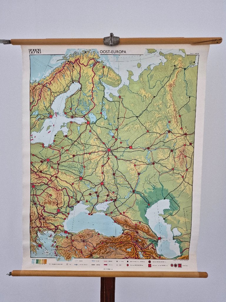 Mooie schoolkaart van oost Europa, Ophalen of Verzenden, Aardrijkskunde