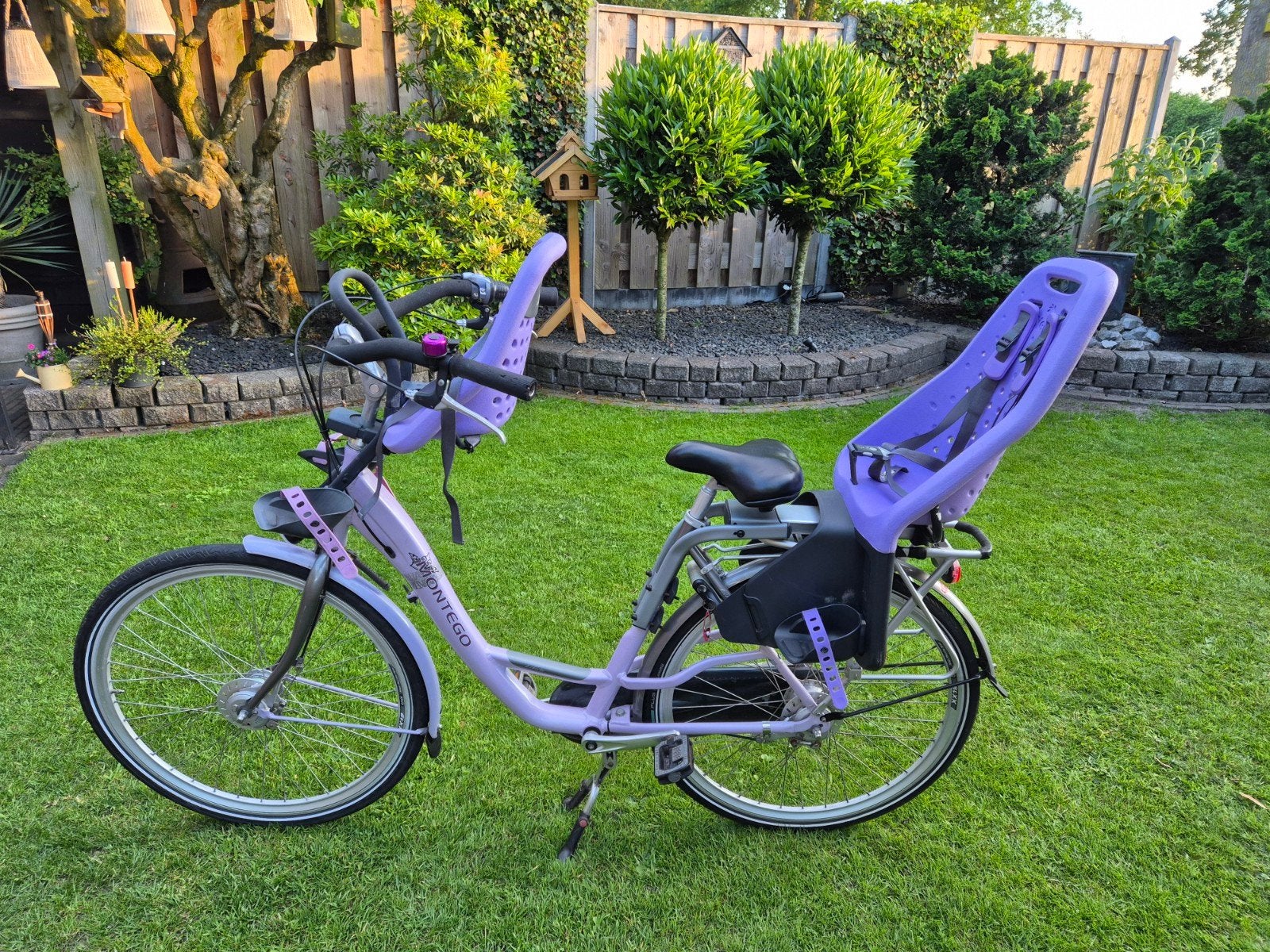 Montego fiets met 2 Yepp kinderzitjes, Terugtraprem, Versnellingen, Ophalen, Overige merken