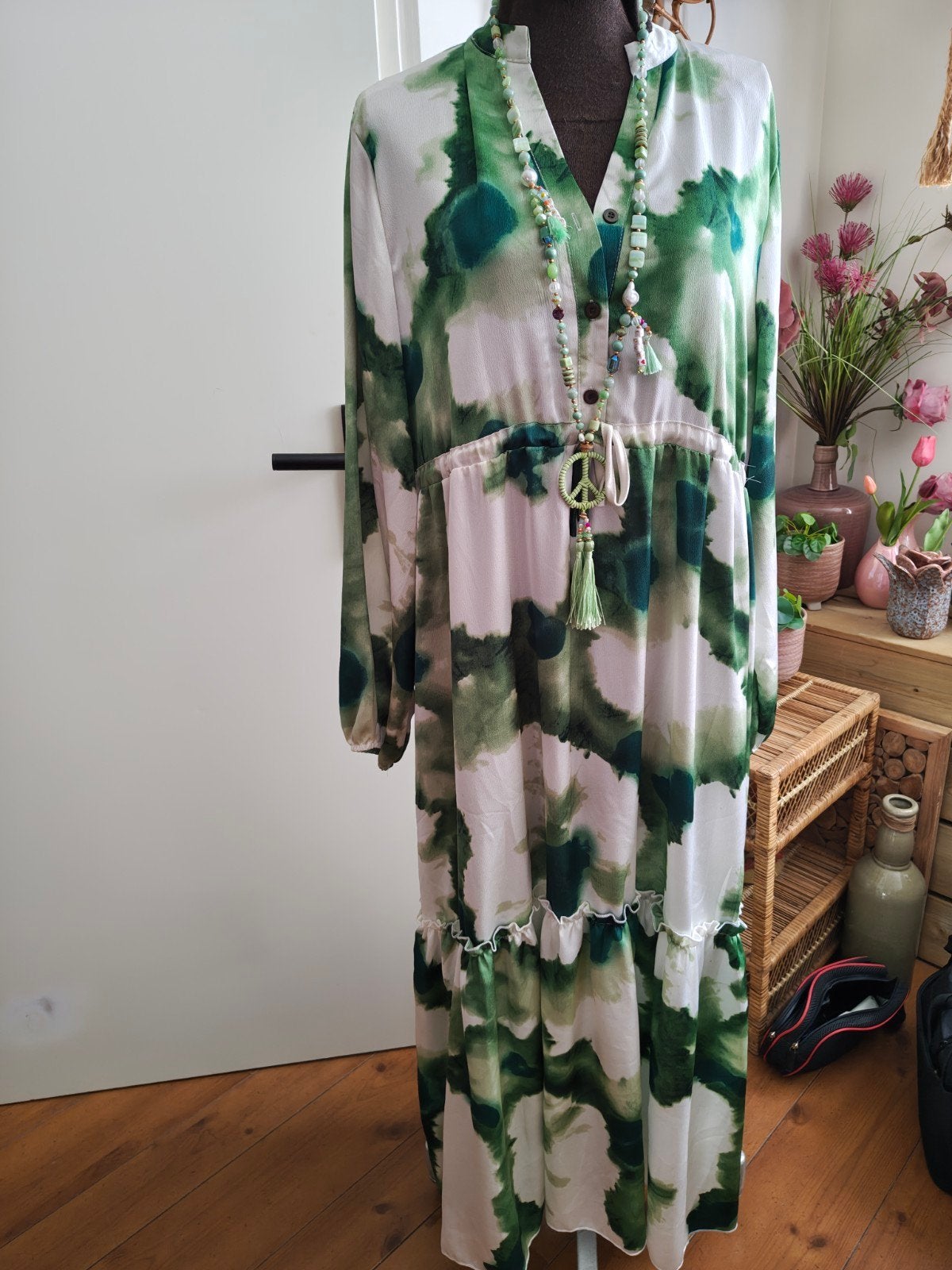 jurk wit groen l xl, Zwart, Maat 46/48 (XL) of groter, Ophalen of Verzenden, Zo goed als nieuw