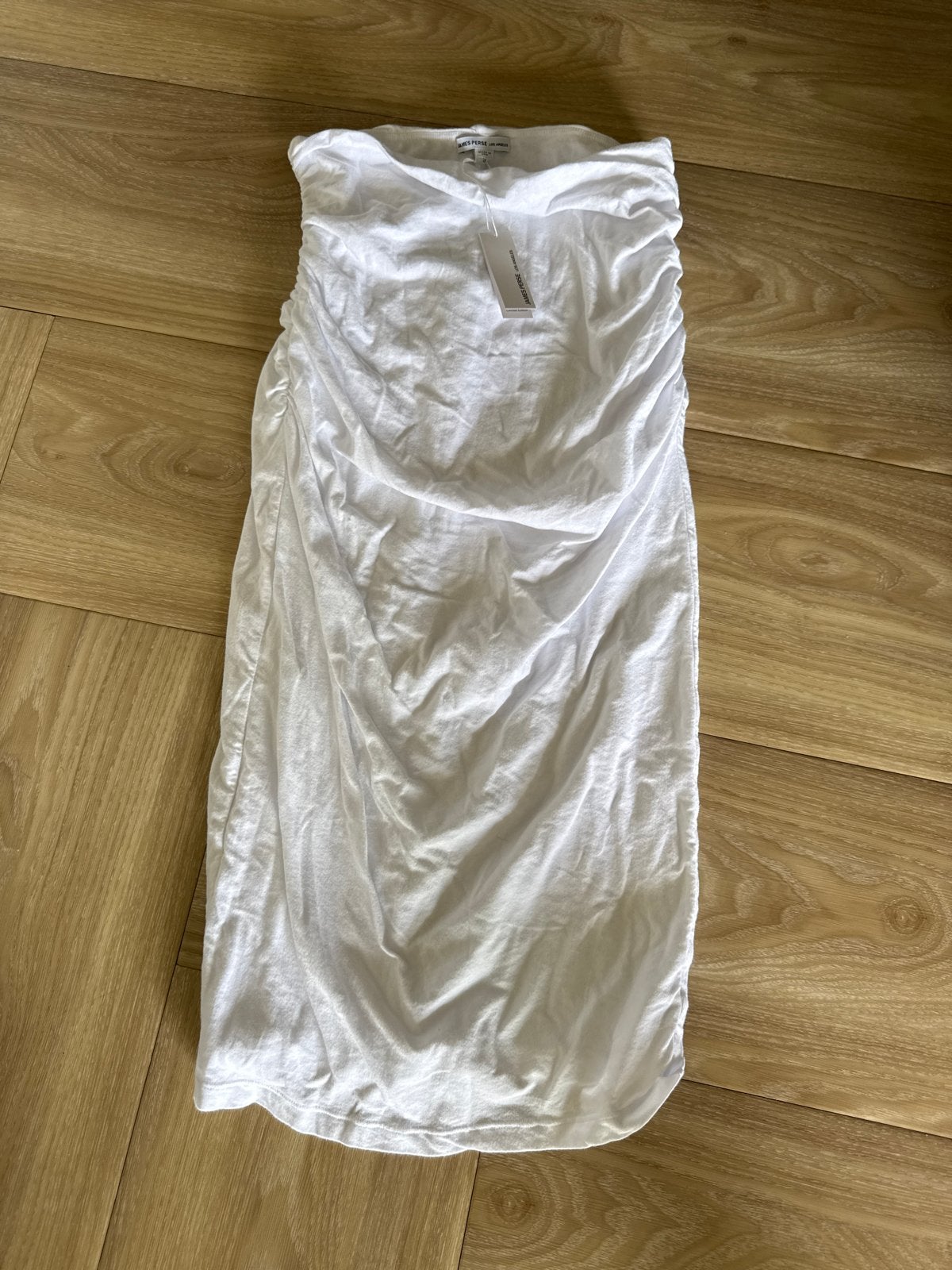 James Perse Los Angeles Witte Ruched Strapless Jurk, Maat 38/40 (M), Wit, Nieuw, Ophalen of Verzenden