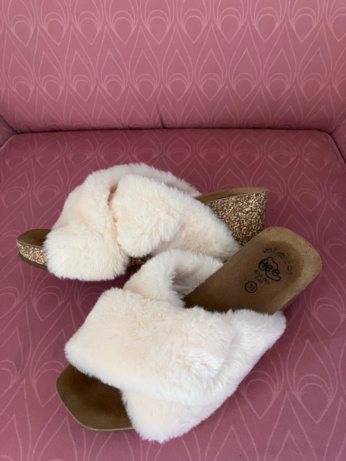 Bonten slippers van Hee in nieuwstaat, maat 38, Ophalen of Verzenden, Zo goed als nieuw, Beige, Slippers