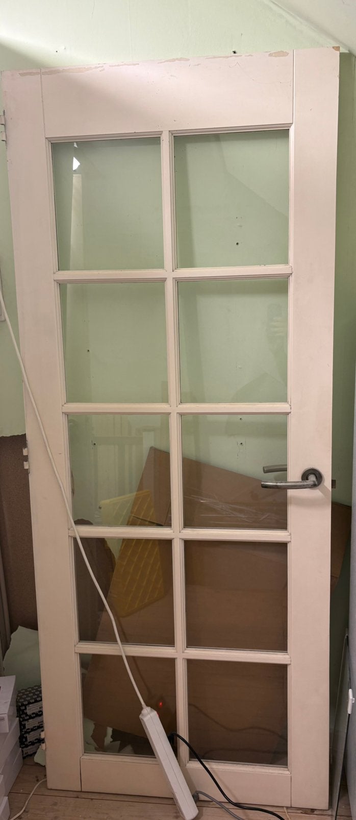 Stompe deur met glas, Doe-het-zelf en Verbouw, Deuren en Horren, Ophalen, Minder dan 80 cm, Binnendeur, Zo goed als nieuw