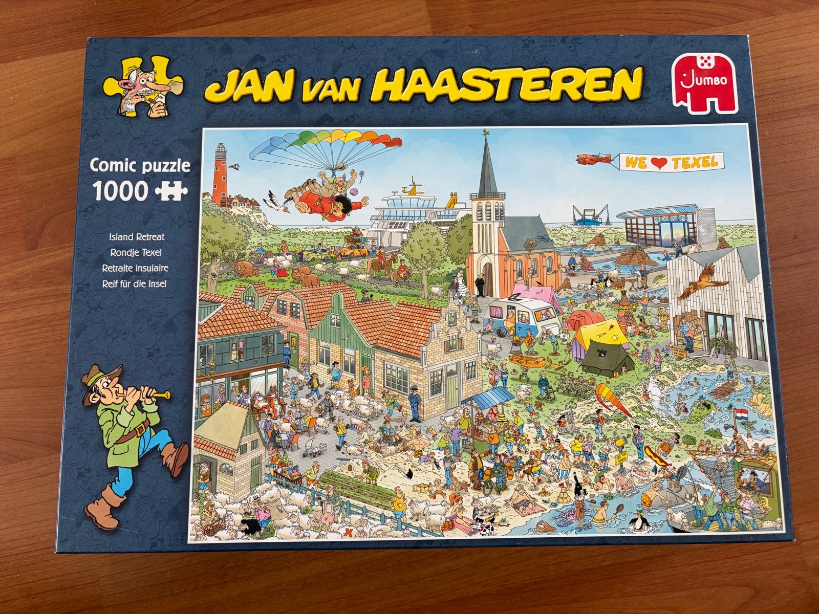 Jan van Haasteren puzzel 1000 stukjes "Rondje Texel" NIEUW, Ophalen of Verzenden, 500 t/m 1500 stukjes, Nieuw, Legpuzzel