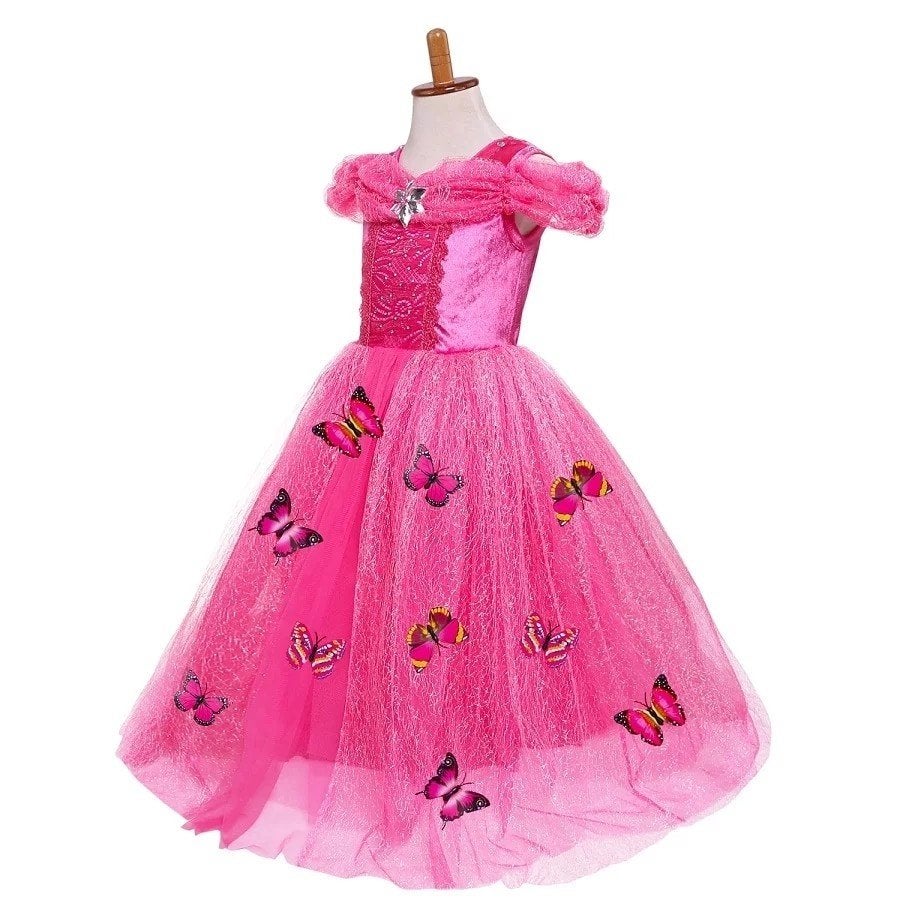 Prinsessenjurk Roze met Vlinders voor Meisjes, Kinderen en Baby's, Ophalen of Verzenden, Nieuw, 134 t/m 140, Meisje