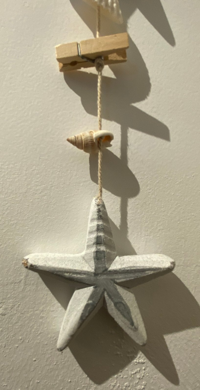Decoratieve slinger met zeesterren en schelpen Riverdale, Ophalen, Hout, Wit, Landelijk